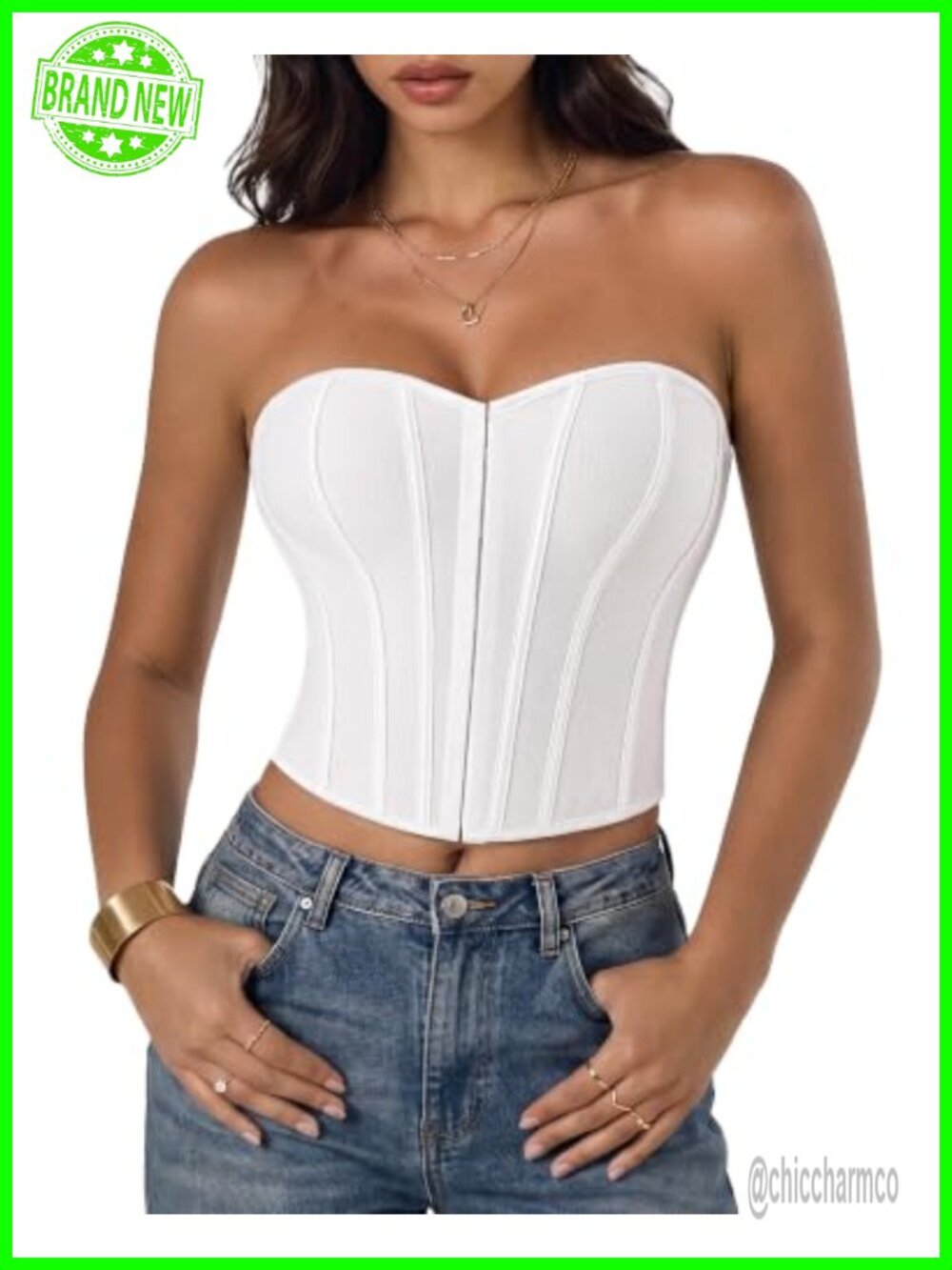Strapless Lace-Up Corset Top Women's Bustier Crop Tank